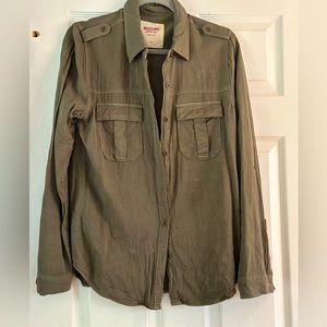 army green button down